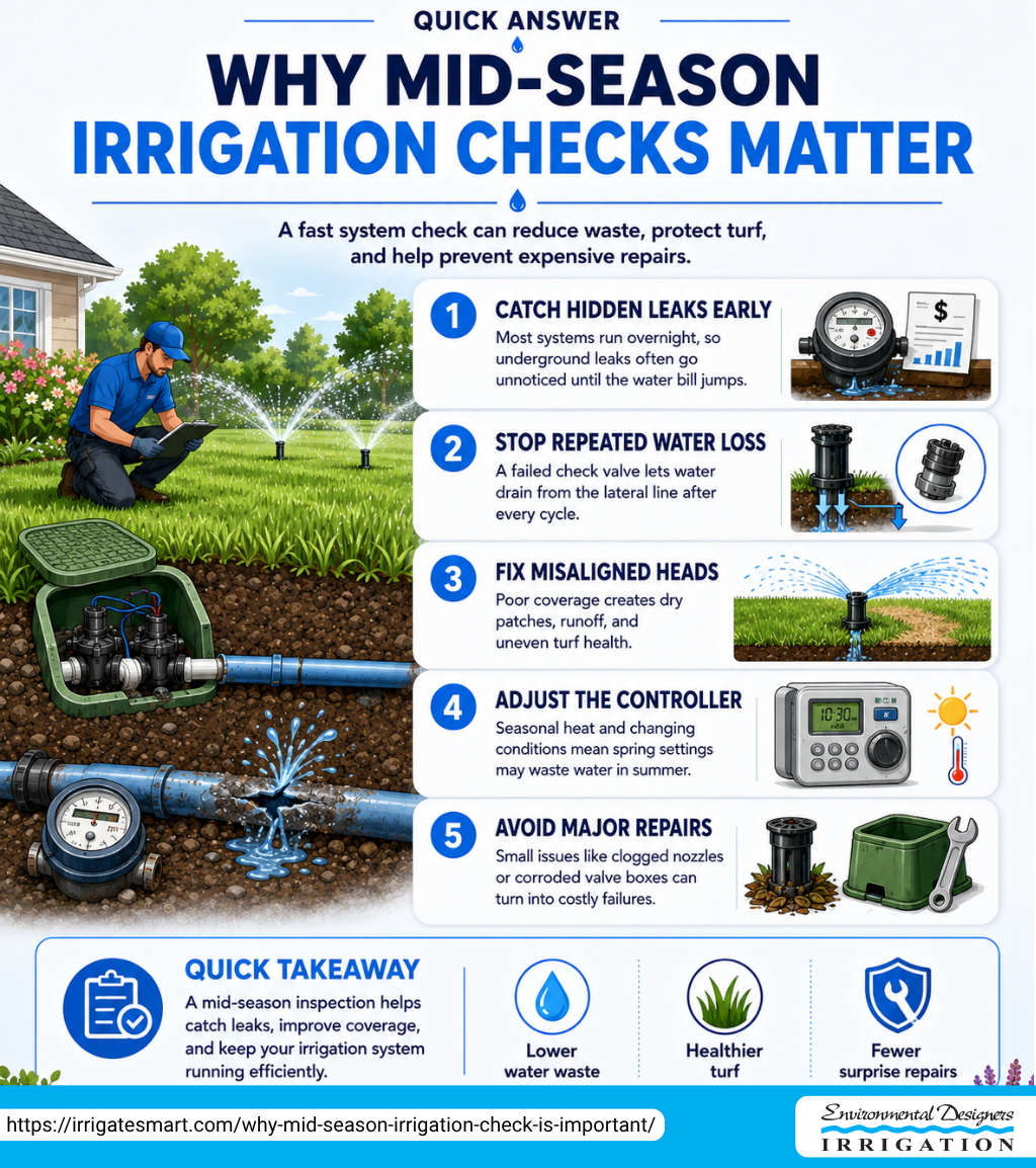 User-Inserted Infographic illustrating the importance of mid-season irrigation checks for optimal crop health and water management.