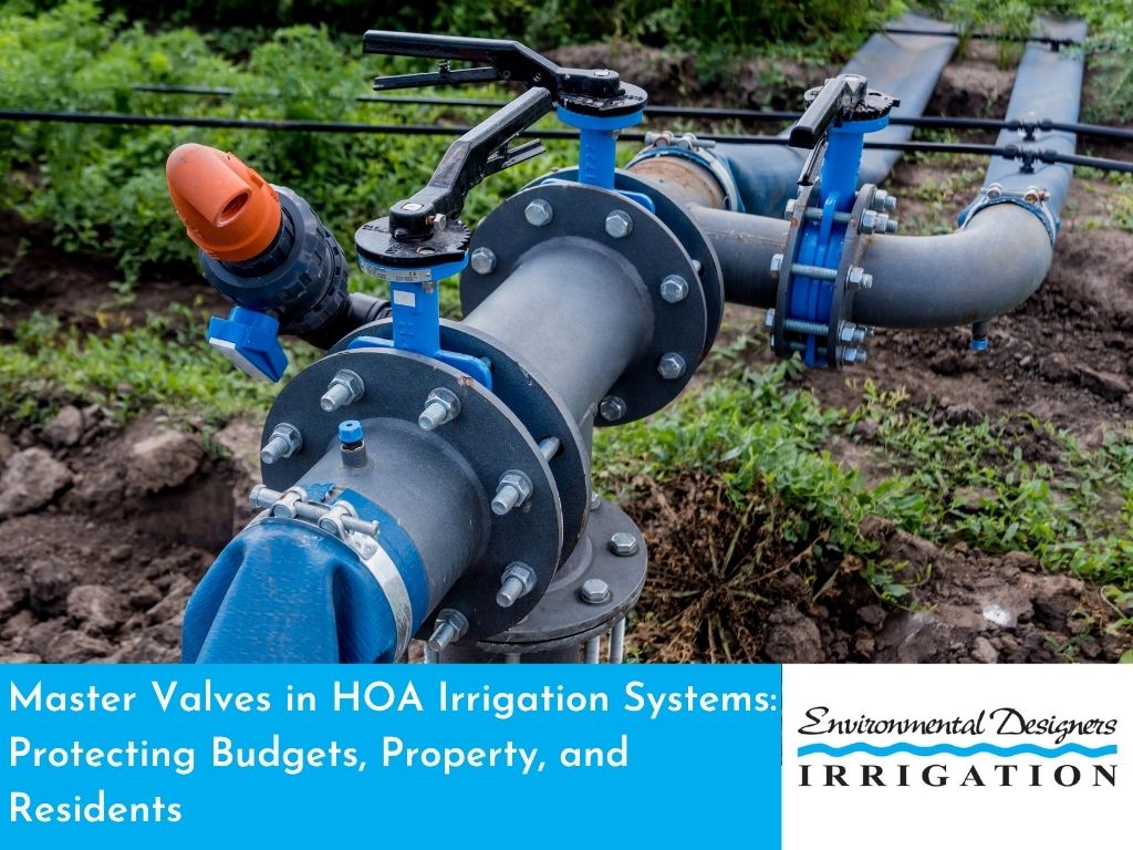 Irrigation mainline with master valve and backflow preventer.