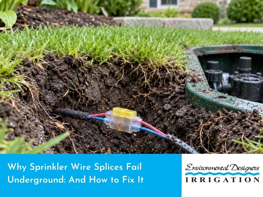 Waterproof wire splice used for sprinkler wire repair.